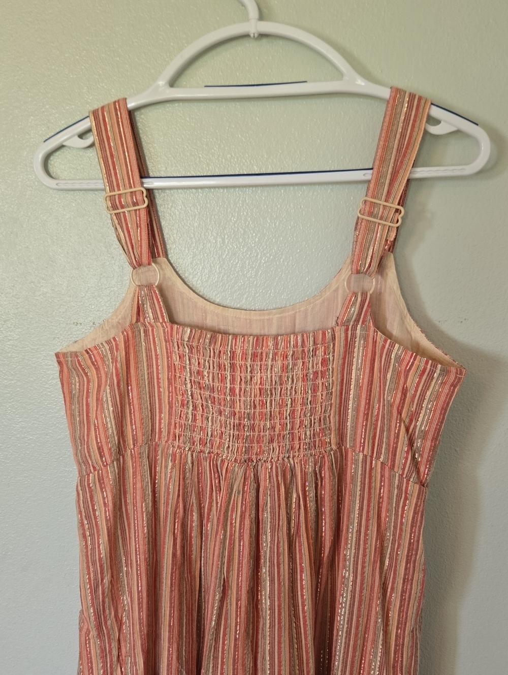 Linda Anderson | Rose Striped Multicolored Tiered Smocked Sun Dress Size Medium - Picture 7 of 13